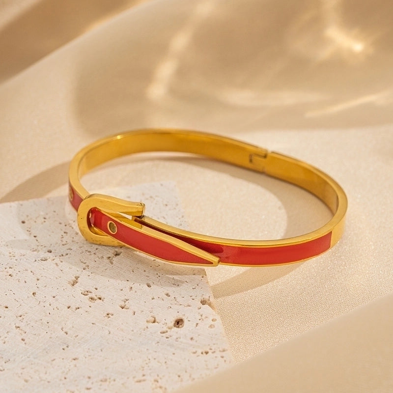 Minimalist Round Titanium Steel 18K Gold Plated Bangle In Bulk Stainless Steel Bracelets