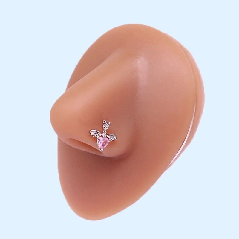 Minimalist Star Graffiti Flame Stainless Steel Epoxy Plating Inlay Artificial Rhinestones Zircon White Gold Plated Gold Plated Nose Studs