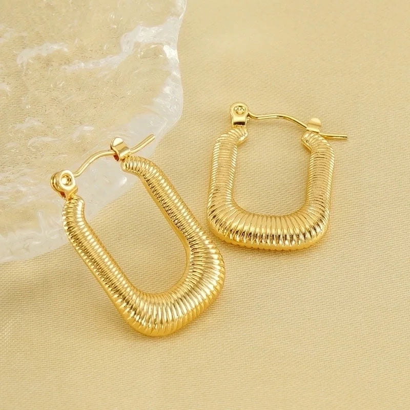 1 Pair Minimalist U Shape 304 Stainless Steel 18K Gold Plated Hoop Earrings