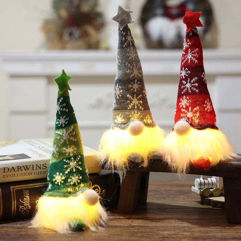 Christmas Glowing Doll Small Knitted Hat Faceless Doll With Light Gnome Decoration Ornament