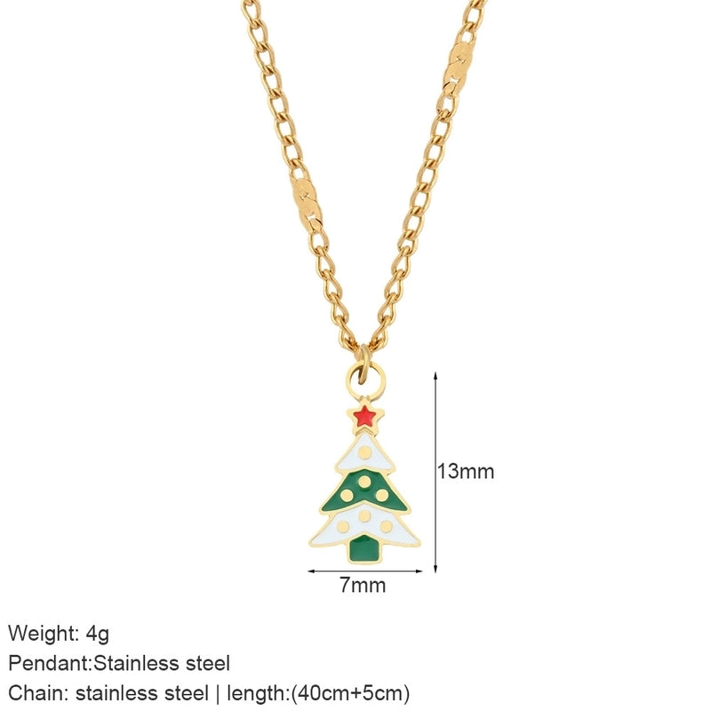 Nordic Style Classic Style Gingerbread Moon 316L Stainless Steel Plating Pendant Necklace