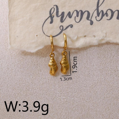 1 Pair Funny Romantic Scallop Fish 304 Stainless Steel 18K Gold Plated Drop Earrings