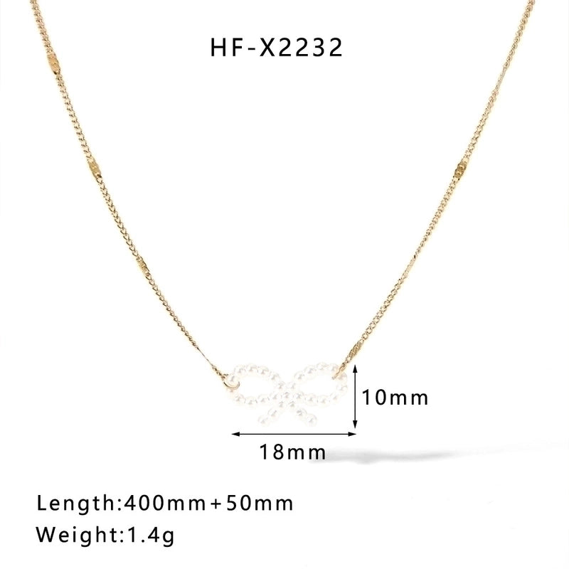 304 Stainless Steel 18K Gold Plated Casual Elegant Lady Plating Geometric Star Heart Shape Artificial Pearls Shell Layered Necklaces Pendant Necklace