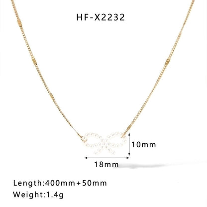 304 Stainless Steel 18K Gold Plated Casual Elegant Lady Plating Geometric Star Heart Shape Artificial Pearls Shell Layered Necklaces Pendant Necklace