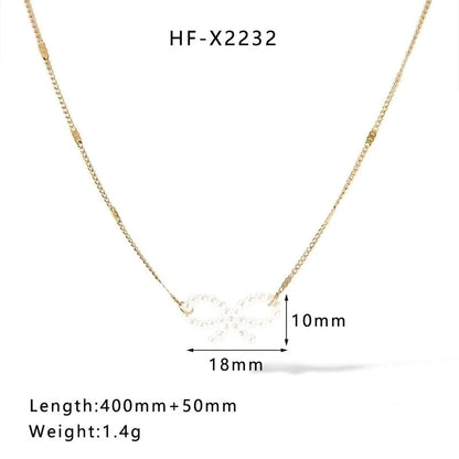 304 Stainless Steel 18K Gold Plated Casual Elegant Lady Plating Geometric Star Heart Shape Artificial Pearls Shell Layered Necklaces Pendant Necklace