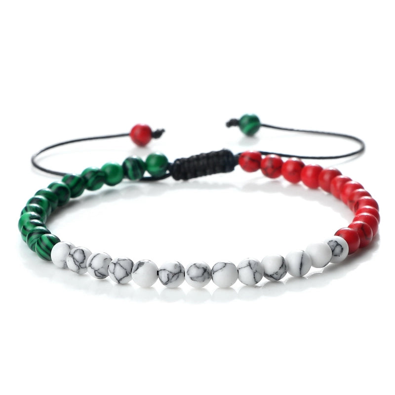 New Red Green White Black Bracelet Christmas Cute Beaded Bracelet Turquoise Beads Woven Hand Rope In Stock