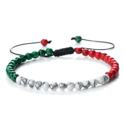 New Red Green White Black Bracelet Christmas Cute Beaded Bracelet Turquoise Beads Woven Hand Rope In Stock