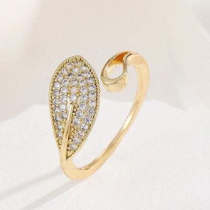 Lady Heart Shape Crown Flower Copper Zircon Inlay Open Rings