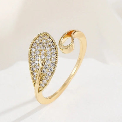 Lady Heart Shape Crown Flower Copper Zircon Inlay Open Rings