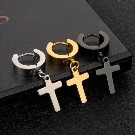 Minimalist Cross Titanium Steel Drop Earrings 1 Piece