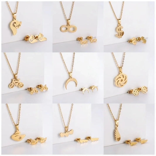 Minimalist Classic Style Infinity Dollars Butterfly 304 Stainless Steel Jewelry Set