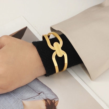 Casual Minimalist Round Titanium Steel 18K Gold Plated Bangle In Bulk