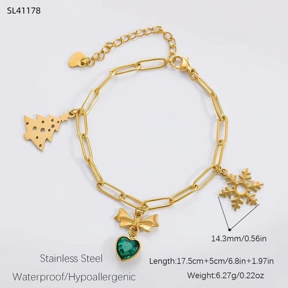 Cute Modern Style Christmas Tree Bow Knot Snowflake 304 Stainless Steel Plating Bracelets Earrings Necklace