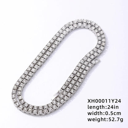 Copper Hip-Hop Inlay Round Zircon Bracelets Necklace