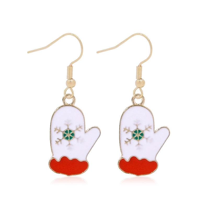 Fashion Christmas Tree Gloves Alloy Plating Inlay Artificial Gemstones Christmas Women's Drop Earrings 1 Pair