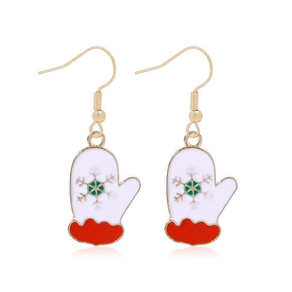 Fashion Christmas Tree Gloves Alloy Plating Inlay Artificial Gemstones Christmas Women's Drop Earrings 1 Pair