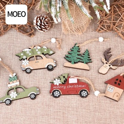Christmas Wind Christmas Tree House Car Wood Party Festival Hanging Ornaments