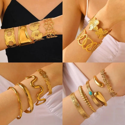 Casual Minimalist Streetwear Geometric 304 Stainless Steel Bangle In Bulk