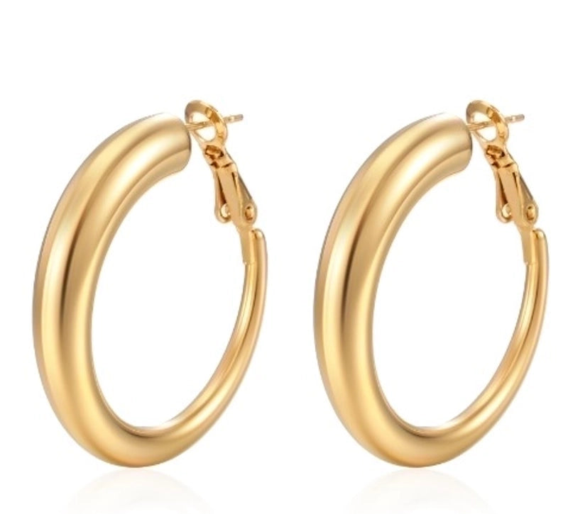 1 Pair Fashion Solid Color Plating 304 Stainless Steel 18K Gold Plated Earrings