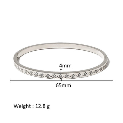 Minimalist Shiny Solid Color 316L Stainless Steel 18K Gold Plated Zircon Bangle In Bulk