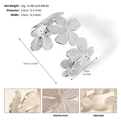 Modern Style Geometric Plant 304 Stainless Steel 18K Gold Plated Bangle In Bulk