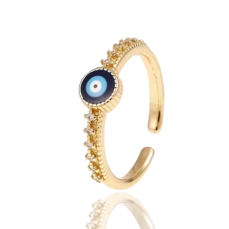 Fashion Enamel Drip Oil Evil Eye Retro Copper Tail Ring