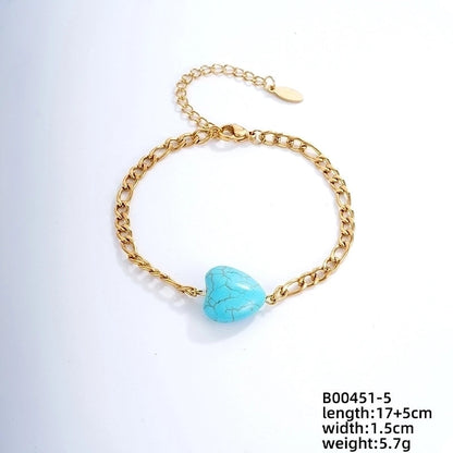 Vintage Style Ethnic Style Geometric 304 Stainless Steel Turquoise K Gold Plated Bracelets In Bulk