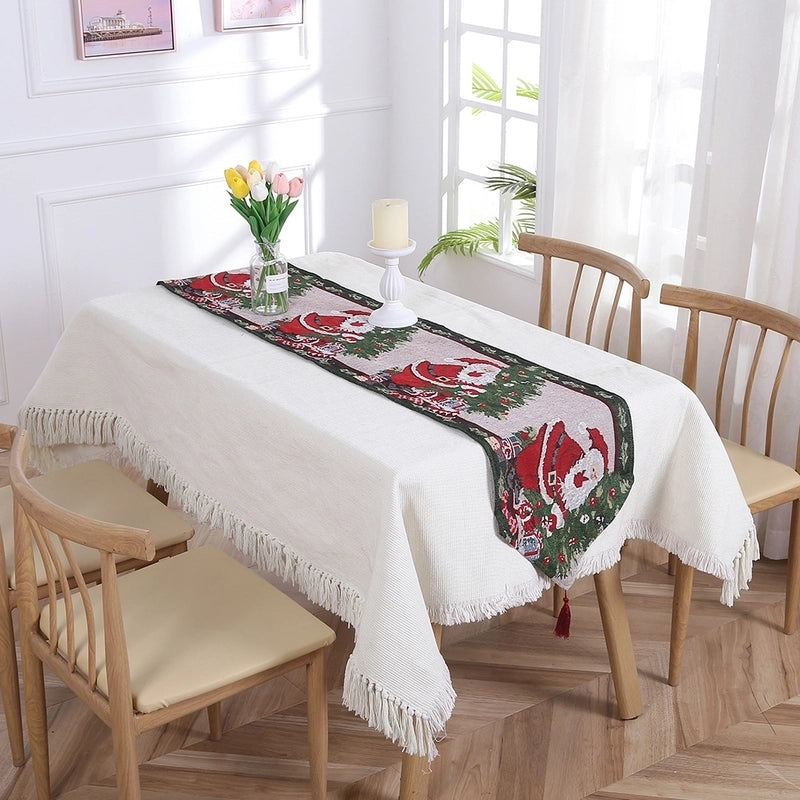 Christmas Christmas Tree Santa Claus Elk Polyester Christmas Tablecloth