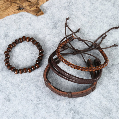 Casual Punk Cool Style Leaf Skull Pu Leather Alloy Halloween Men's Bracelets