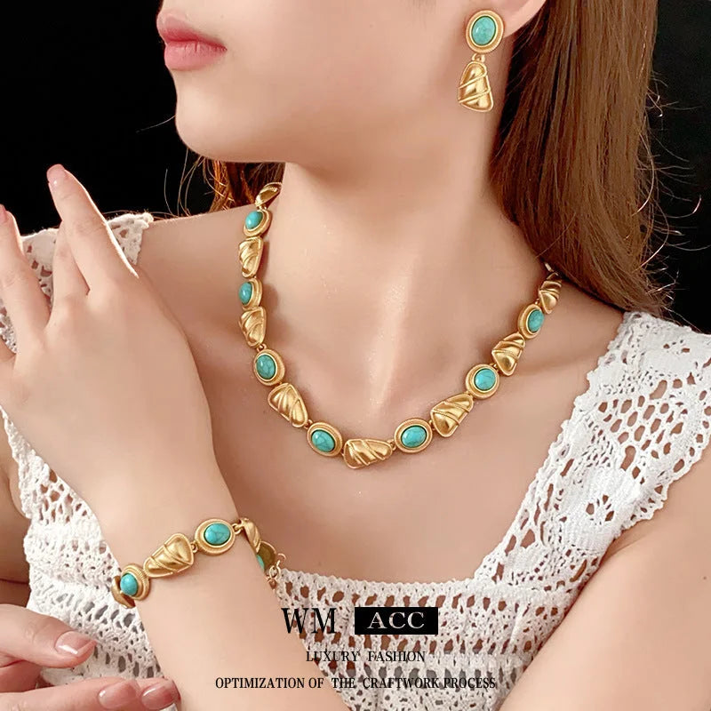 Women Luxurious Bell Triangle Ellipse Round Heart Droplet Alloy Electroplating Jewelry Sets