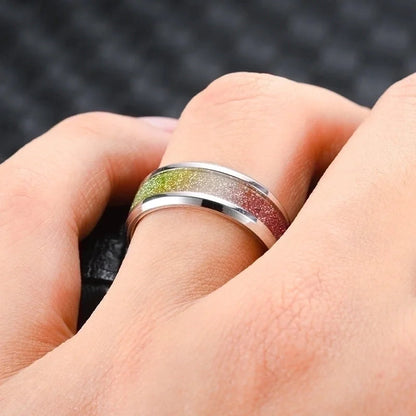 Fashion Titanium Steel Micro-inlaid Dripping Oil Couple Ring