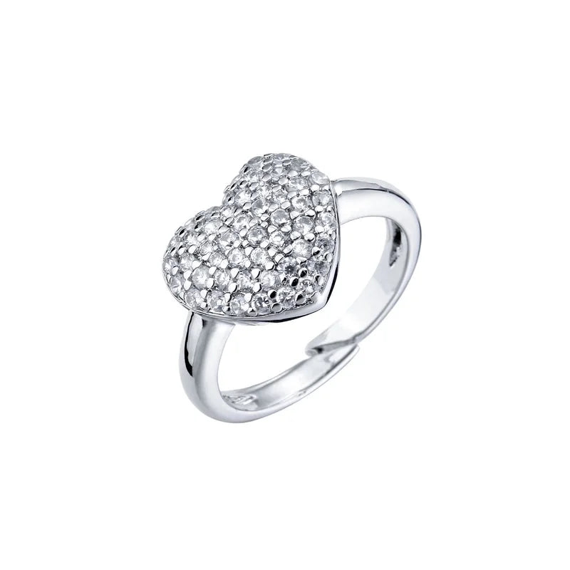 Copper Micro-encrusted Zircon Peach Heart-shaped Opening Adjustable Ring