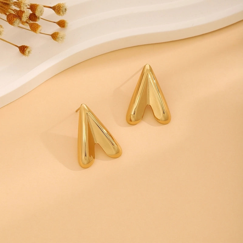 1 Pair Casual Minimalist Streetwear Waves Heart Shape Flower Plating 304 Stainless Steel Ear Studs