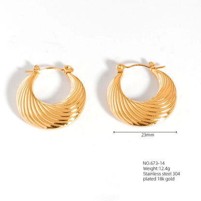1 Pair Casual Modern Style Classic Style U Shape Geometric 304 Stainless Steel Titanium Steel 18K Gold Plated Earrings