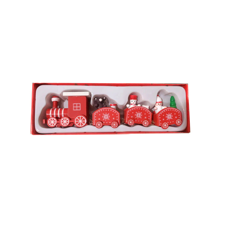 Christmas Wooden Train For Children Kindergarten Christmas Holiday Gift Window Display