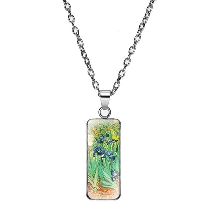 Alloy Classic Style Inlay Sunflower Starry Sky Glass Pendant Necklace