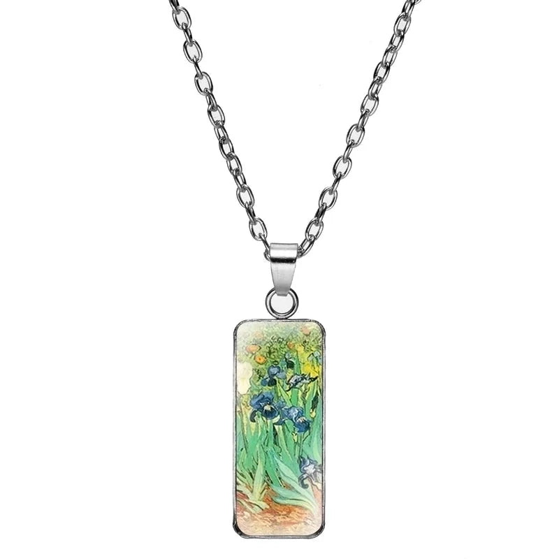 Alloy Classic Style Inlay Sunflower Starry Sky Glass Pendant Necklace