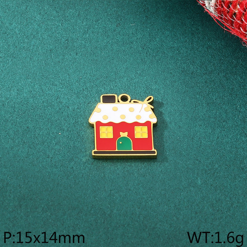 Diy Christmas Elements Oil Drop Stainless Steel Accessories Pendant Christmas Tree Santa Claus Snowman Reindeer