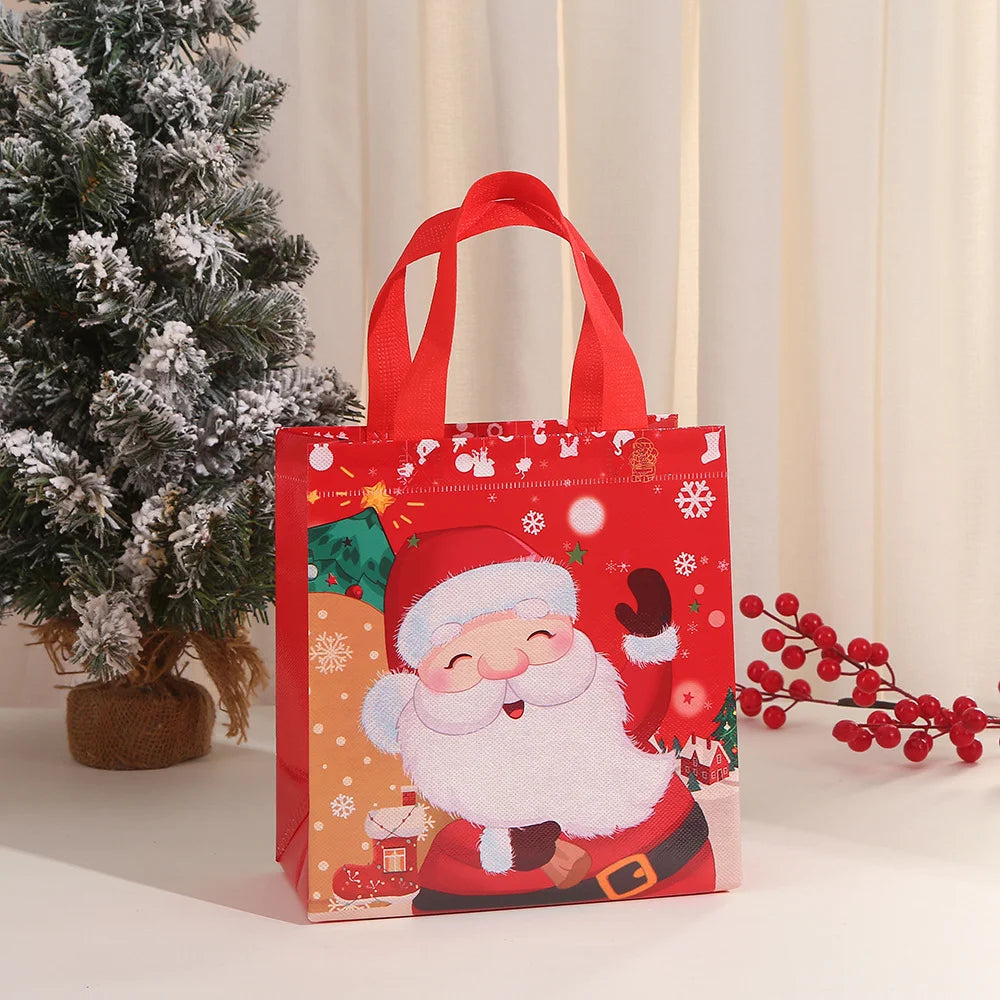 6 Pieces Christmas Gift Bag Children's Candy Gift Bag Non-woven Bag Cartoon Dirty-resistant Bag Christmas Handbag