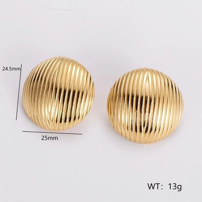 1 Pair French Style Minimalist Round Square Heart Shape 304 Stainless Steel No Inlaid 18K Gold Plated Ear Studs
