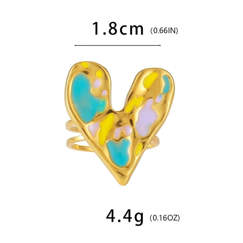 Elegant Minimalist Geometric 304 Stainless Steel Enamel Stainless Steel Rings