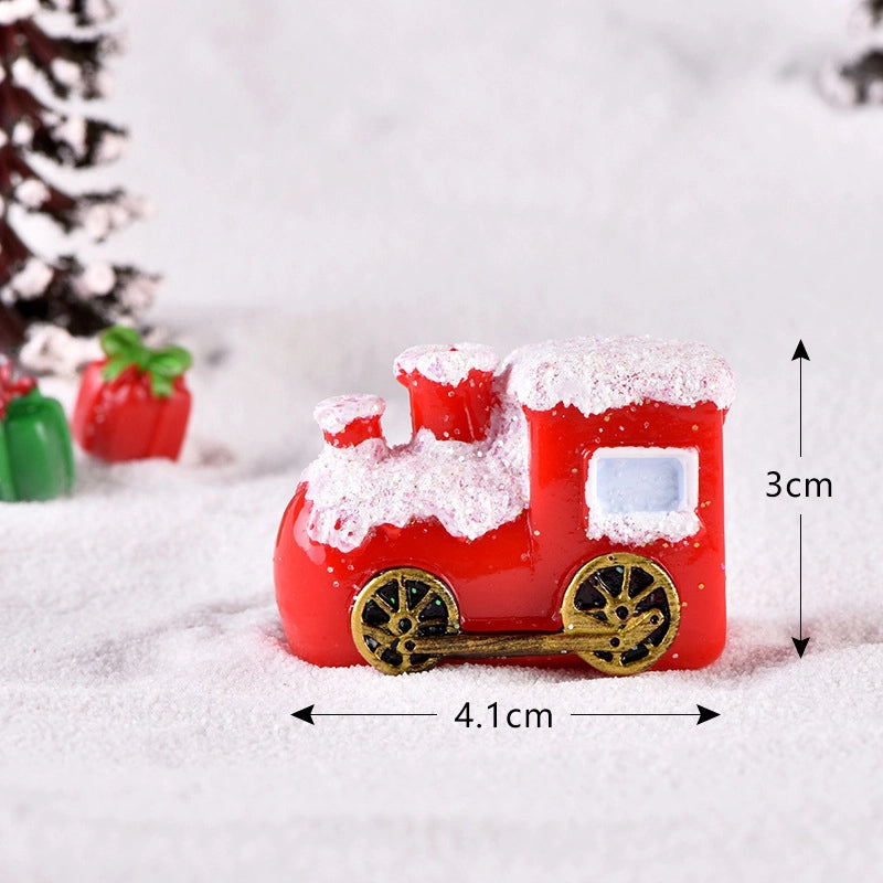New Christmas Old Man Snowman Micro Landscape Snow Scene Train Box Christmas Socks Small Gift Bells Resin Ornaments