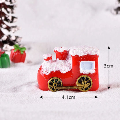 New Christmas Old Man Snowman Micro Landscape Snow Scene Train Box Christmas Socks Small Gift Bells Resin Ornaments