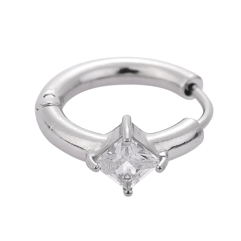 1 Piece Modern Style Minimalist Classic Style Solid Color Inlay 316L Stainless Steel Zircon 14K Gold Plated Hoop Earrings