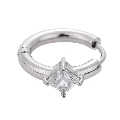 1 Piece Modern Style Minimalist Classic Style Solid Color Inlay 316L Stainless Steel Zircon 14K Gold Plated Hoop Earrings