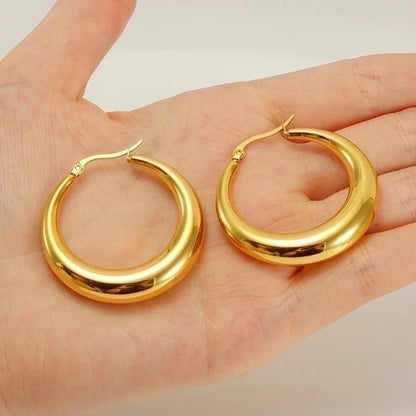 1 Pair Retro Solid Color Plating 304 Stainless Steel 18K Gold Plated Earrings