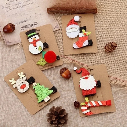 Cartoon Style Christmas Tree Santa Claus Alloy Sequins Hair Clip 2 Pieces