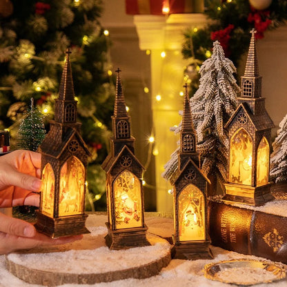 2 Pieces Christmas Decoration Church Style Light Emitting Cartoon Ornaments Atmosphere Night Light Plastic Candle Light Ornaments