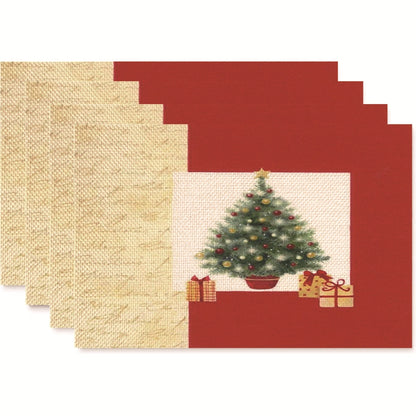 Christmas Nordic Style Christmas Tree Bow Knot Snowflake Linen Cotton And Linen Placemat