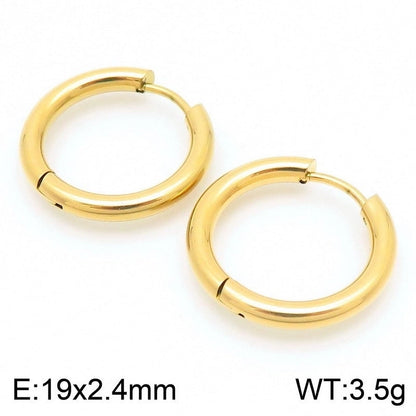 1 Pair Basic Minimalist Classic Style Geometric Star Solid Color 304 Stainless Steel 18K Gold Plated Hoop Earrings